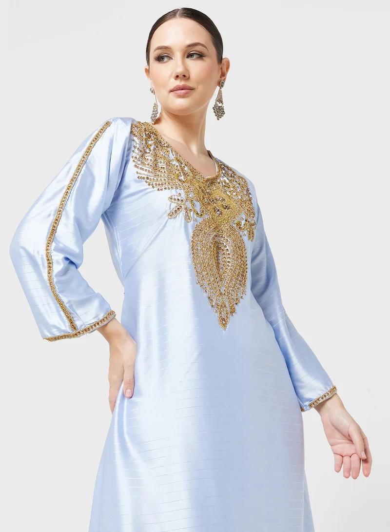 ARABIAN CLOSET Embellished Side Slit Jalabiya