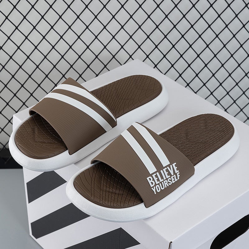 Monik Mens Summer Slides Non-Slip Fashion Sandals Brown