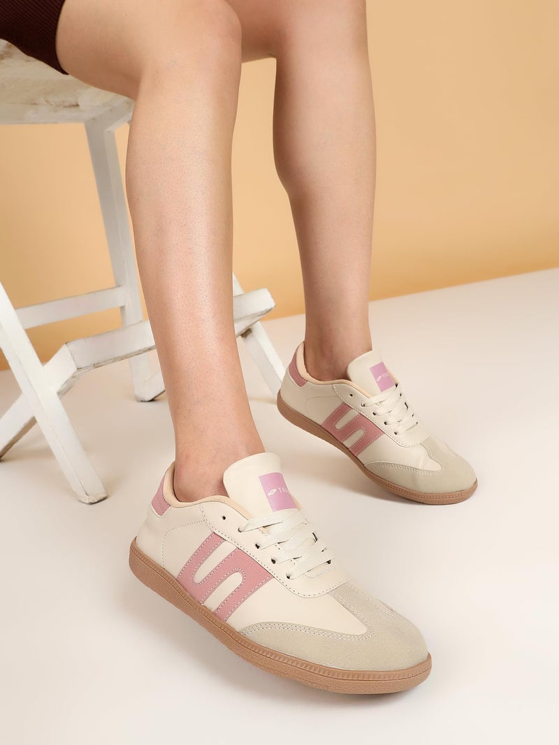 TRASE Casual Sneaker Shoes for Women | Soft Cushioned Insole | Sneakers for Woman | Lightweight | Comfortable | Stylish, Trendy Girls and Women Sneakers with Laces (Peach-Cream, 5 UK) - Image 3