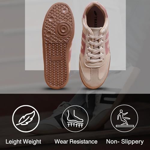 TRASE Casual Sneaker Shoes for Women | Soft Cushioned Insole | Sneakers for Woman | Lightweight | Comfortable | Stylish, Trendy Girls and Women Sneakers with Laces (Peach-Cream, 5 UK) - Image 4