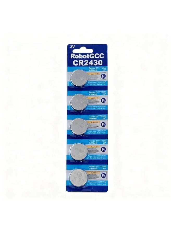robotgcc CR2430 3V Lithium Coin Battery 5-Pack High Quality Button Cell Batteries with Stable Voltage, Long Shelf Life and Reliable Power for Watches, Fitness Trackers, Remote Controls, Medical Devices and Thin Electronic Accessories - Image 2