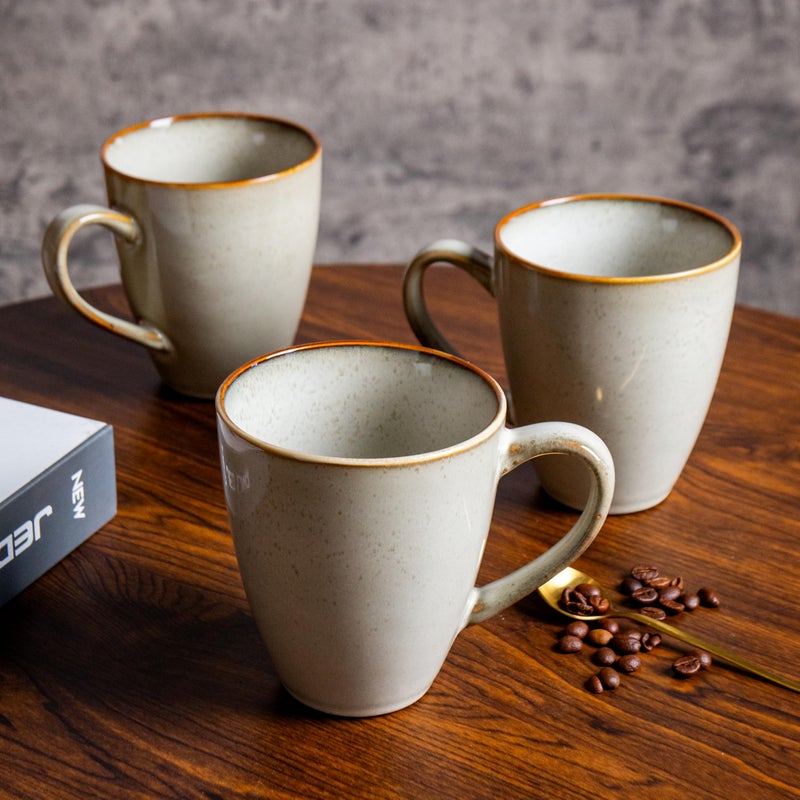 MONITO 17 OZ Coffee Mugs Set of 6, Large Ceramic Coffee Mugsï¼ŒModern Coffee Mugs Set with handle for Tea/Latte/Cappuccino/Milk/Cocoa, Funny Tea Cups for Office and Home (Gray-yellow) - Image 2