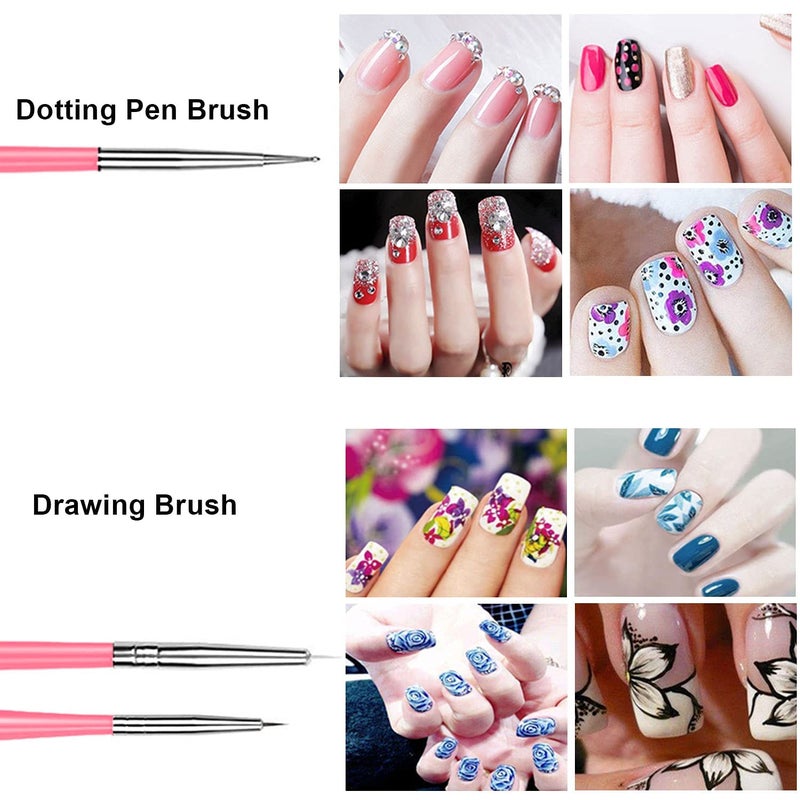 NAILWIND 20 pcs Nail Art Brushes, Nail Art Design Painting and Drawing UV Polish Brush Tool Kit, 15 pcs Nail Art Brushes Kit with 5 pcs Nail Dotting Pens, Multicolored - Image 2