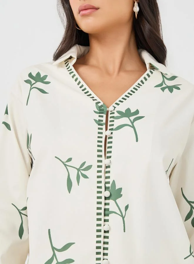 Styli Styli Printed Buttoned Shirt and Pants Co-Ords