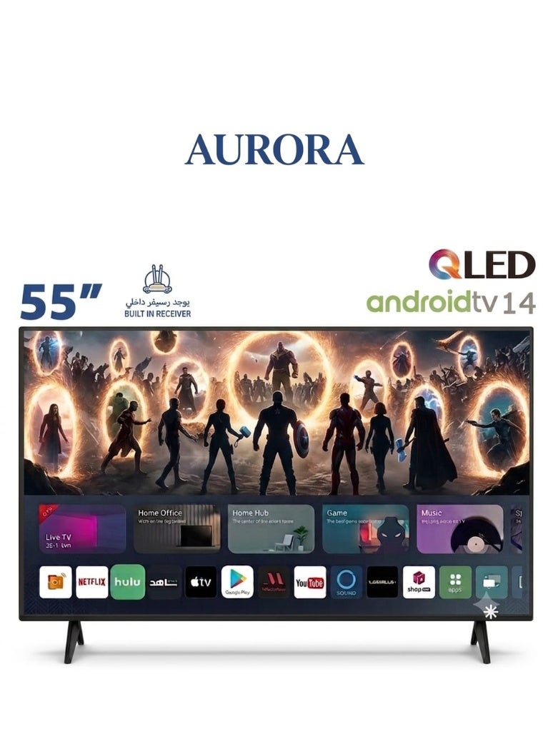 AURORA 55'' INCH,QLED 4K Google TV(5.0),120HZ DLG , RAM-2GB STOREAGE -16GBDOLBY VISION & ATMOS, RESOLUTION-3840*2160 WITH Pre-Install Application(NETFLIX ,Prime Video ,YouTube | AR-55LPSQ - Image 1