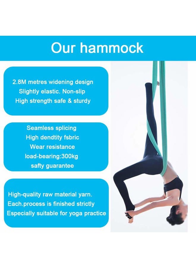 FOSER Aerial Silks, 5M×2.8M Yoga Swing Aerial Yoga Hammock with Daisy Chains (Gradient blue) - Image 4