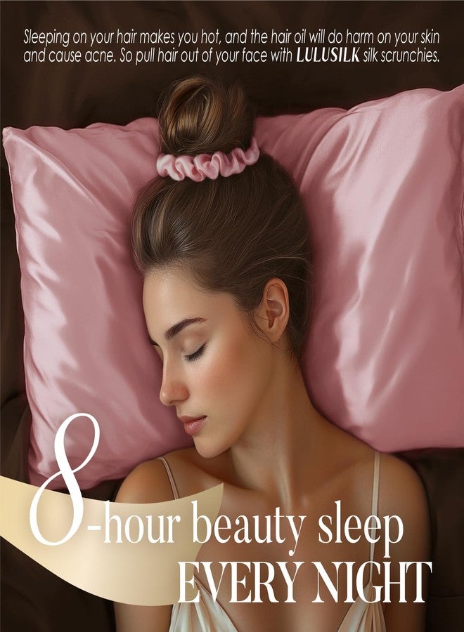 LULUSILK Mulberry Silk Pillow Cases for Hair and Skin, Real Silk Pillowcasewith Silk Scrunchies, Hidden Zipper, Pink, Queen Size, Pack of 1 - Image 5
