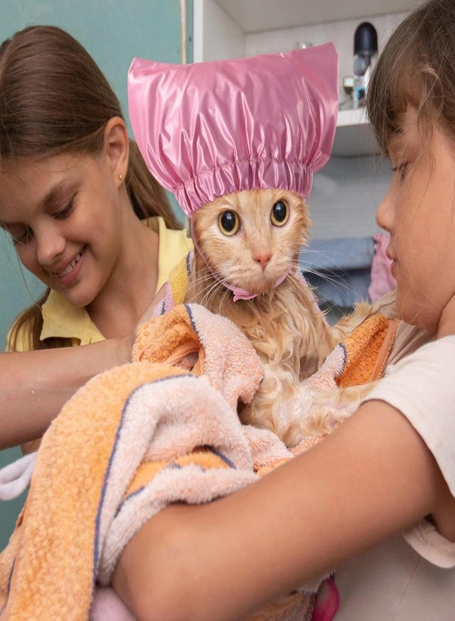 HALONTIN Dog Shower Cap, Cat Ear Cover for Bath, Waterproof Dog Helmet and Adjustable Pet Earmuffs for Grooming Reusable Ear Protection for Dogs and Cats, Pink - Image 4