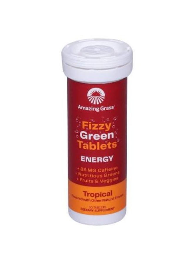 Amazing Grass, Fizzy Green Tablets, Energy, Tropical, 10 Tablets - Image 1