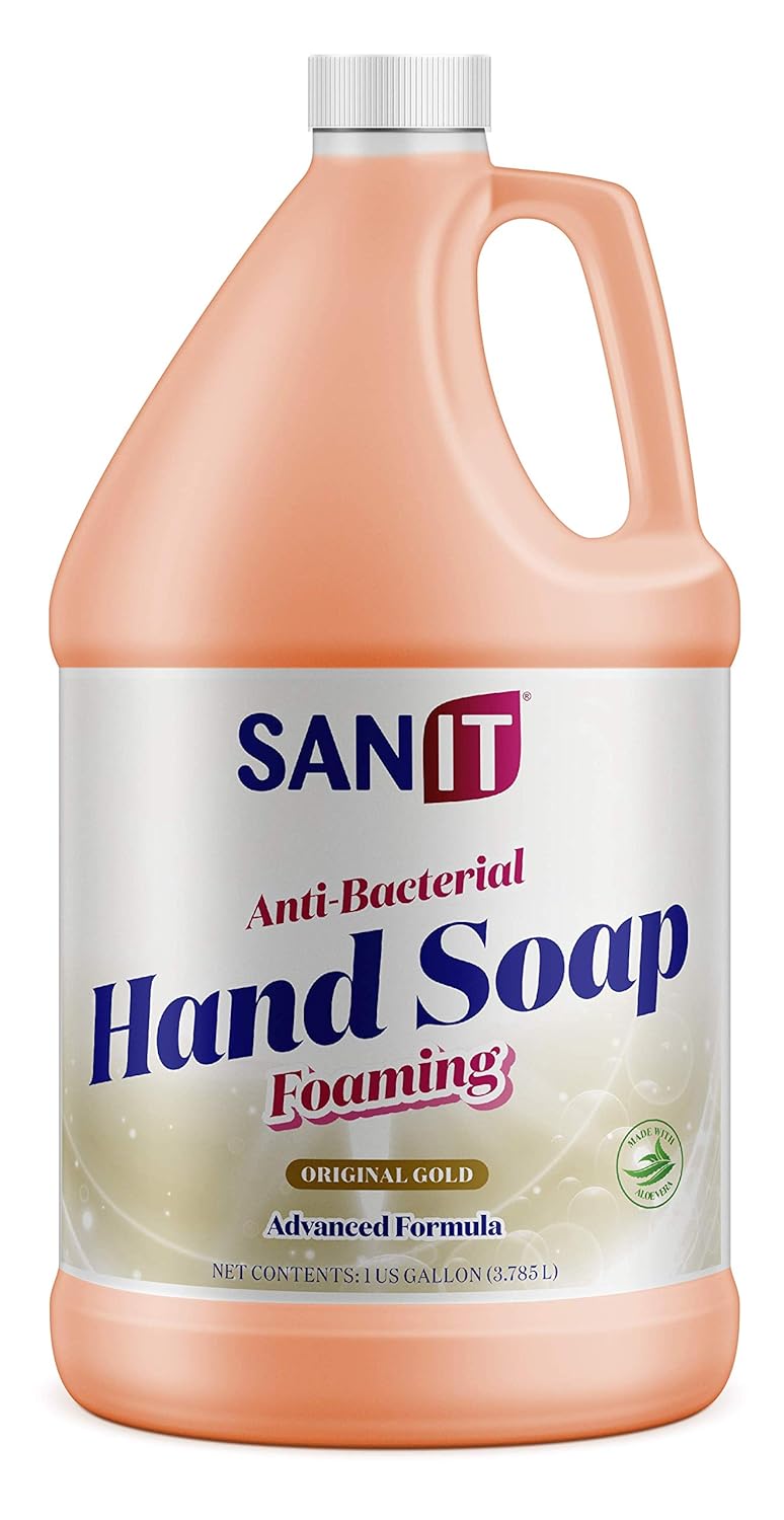 Sanit Antibacterial Foaming Hand Soap Refill  Advanced Formula with Aloe Vera and Moisturizers  AllNatural Moisturizing Hand Wash  Made in USA Original Gold 1 Gallon