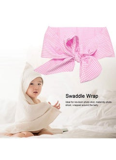 Zerodis Zerodis Baby Swaddle Wrap Sash, Cotton Maternity Bowknot Newborn Infant Blanket for Photo Shot, Newborn Baby Swaddle Blankets Receiving Blankets Infant Baby Gifts(Light Plaid)  - Image 4
