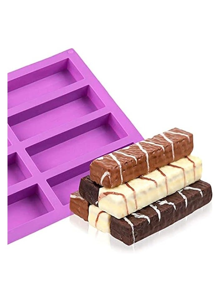 12 Cavity Silicone Rectangle Molds/Molds/Protein Bars mold/Energy Bars Maker for Caramel Bread Loaf Muffin Brownie Cornbread Cheesecake Pudding Soap Butter Mould Random Colors 2 Pack