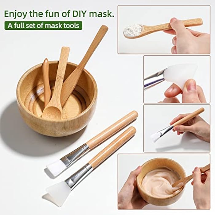JPNK New Facial Mask Bowl Set, New DIY 6Pack DIY Clay Mask Mixing Kit (Brown) - Image 5