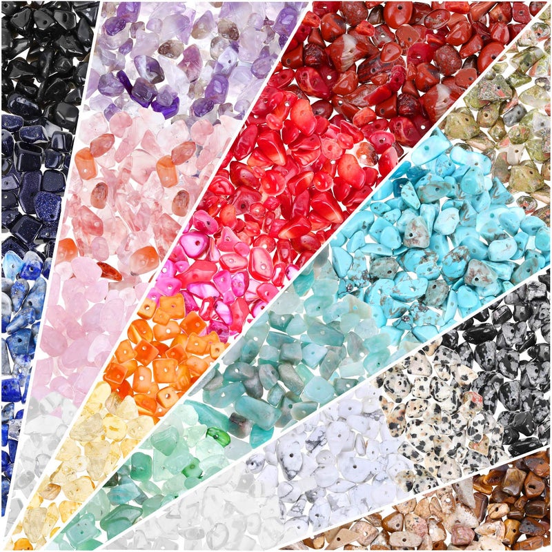 Natural Crystal Stone Beads for Jewelry Making 800 Pcs Multicolored 58 MM Irregular Gemstones Bulk for Earrings Necklace Bracelet DIY Art Crafts