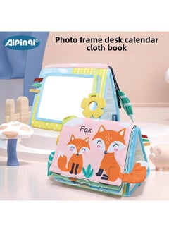 Generic Aipinqi Baby Desk Calendar Cloth Book Hahaha Mirror Toy 0-3 Years Old Early Education Animal Black And White Color Cloth Book-Color:Black And White Elephant Desk Calendar Cloth Book  - Image 2