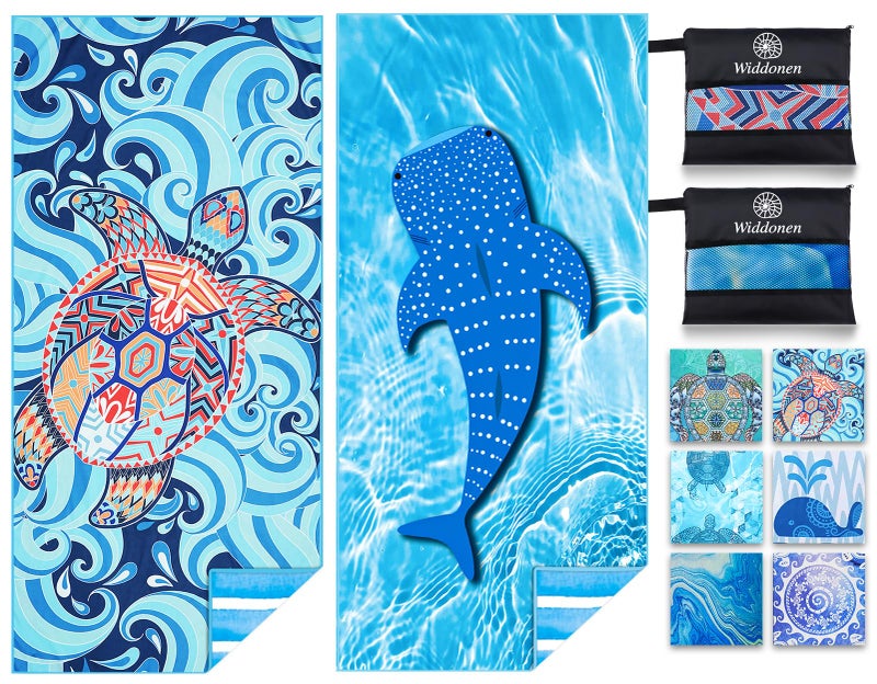 Widdonen Microfiber Thin Lightweight Beach Towel Sand Free Quick Dry Absorbent Compact Towels for Swimming Pool Camping Beach Accessories Large Easy Pack Travel Things for Vacation Essentials Adult Gift - Image 1