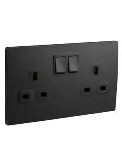 RACO RACO Legrand Mallia Senses Switched Socket Outlet Single Pole British Standard 13A with Earth Connection Double Outlet Matt Black  - Image 1