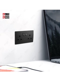 RACO RACO Legrand Mallia Senses Switched Socket Outlet Single Pole British Standard 13A with Earth Connection Double Outlet Matt Black  - Image 2