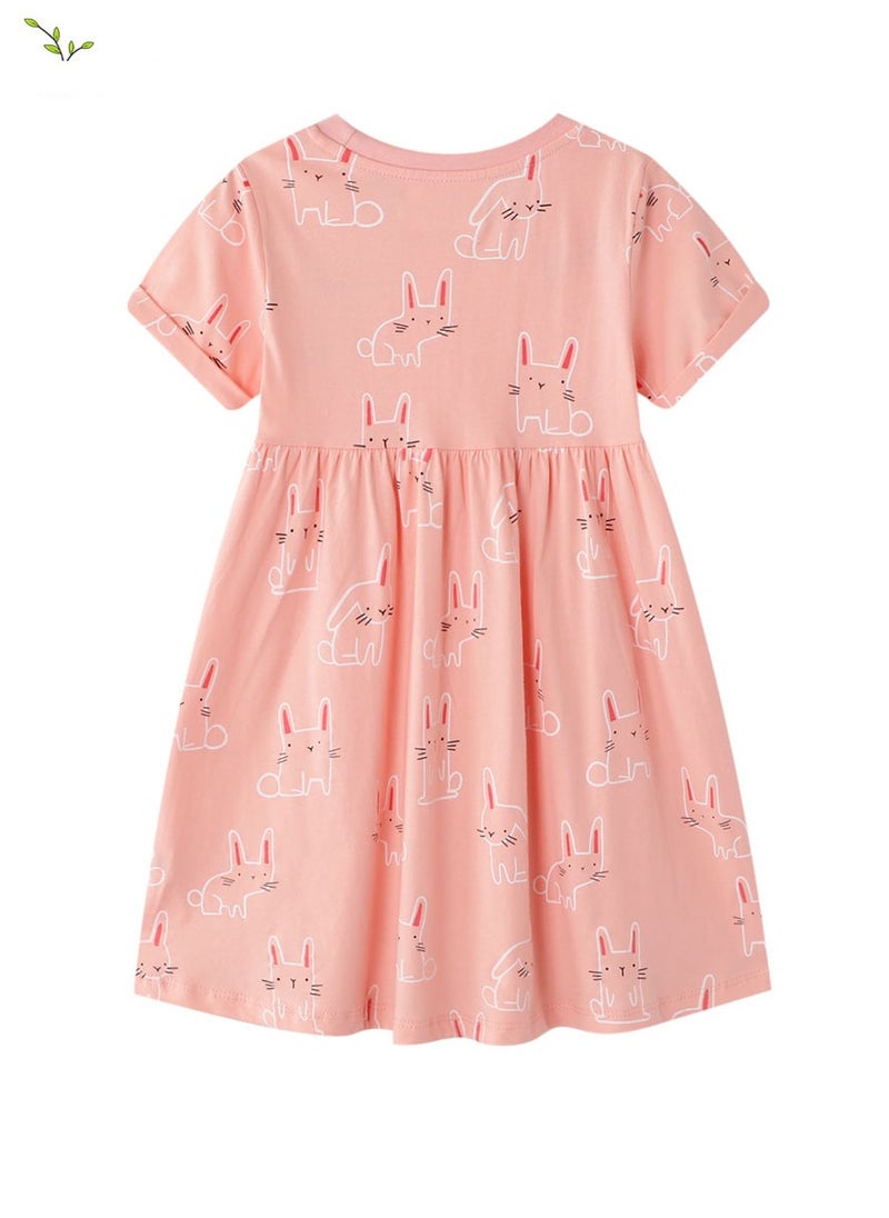 Generic - Animal print pink dress, short sleeved little girls' dress - Image 1