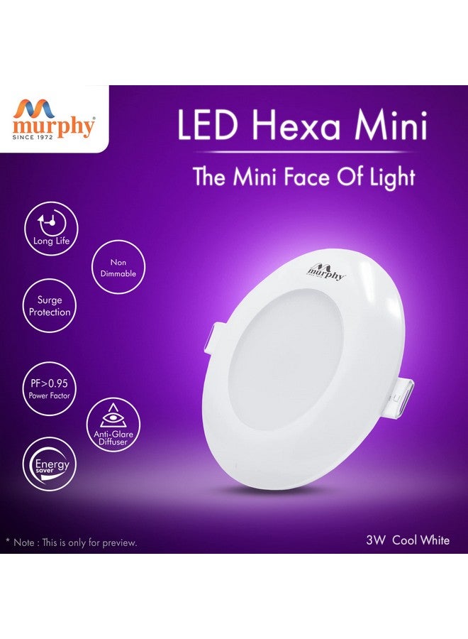 Murphy 3W LED Cool White Down Light, Pack Of 25, (Hexa) - Image 3