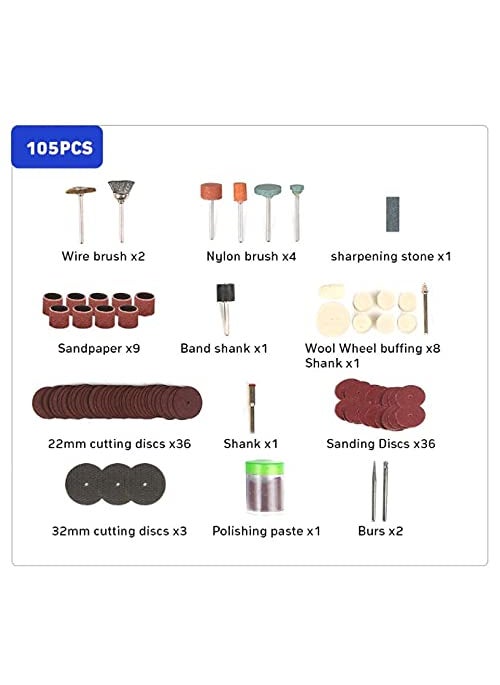 MLD MLD 105pcs Grinding Polish Cutting Tool Set Cut Electric Rotary Engraving Accessory Bit Wood Metal (105 Pcs, Suitable for Grinding/Cutting/polishing)  - Image 2
