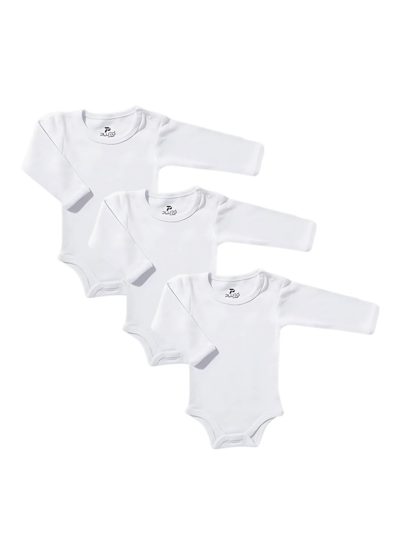 Pluto Pack of 3 Cotton Long Sleeve Bodysuit for Baby - Image 1