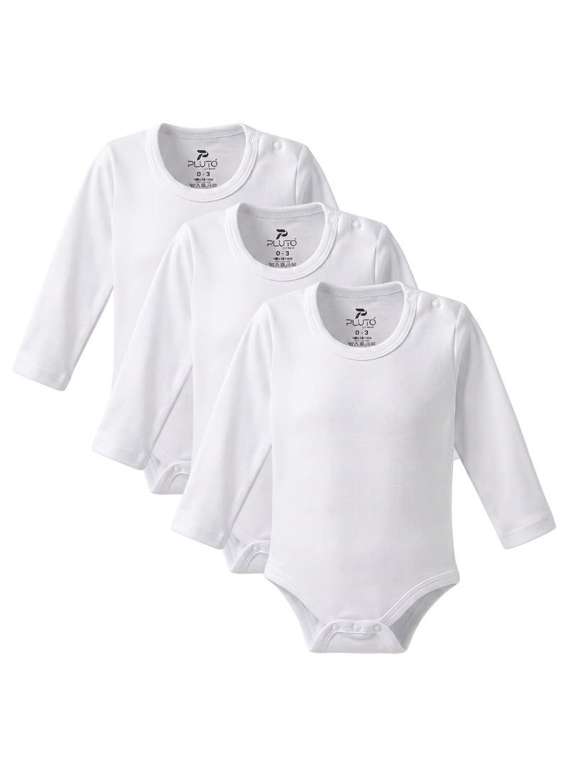 Pluto Pack of 3 Cotton Long Sleeve Bodysuit for Baby - Image 1