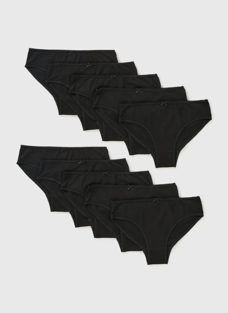 Matalan 10 Pack Girls Black Briefs