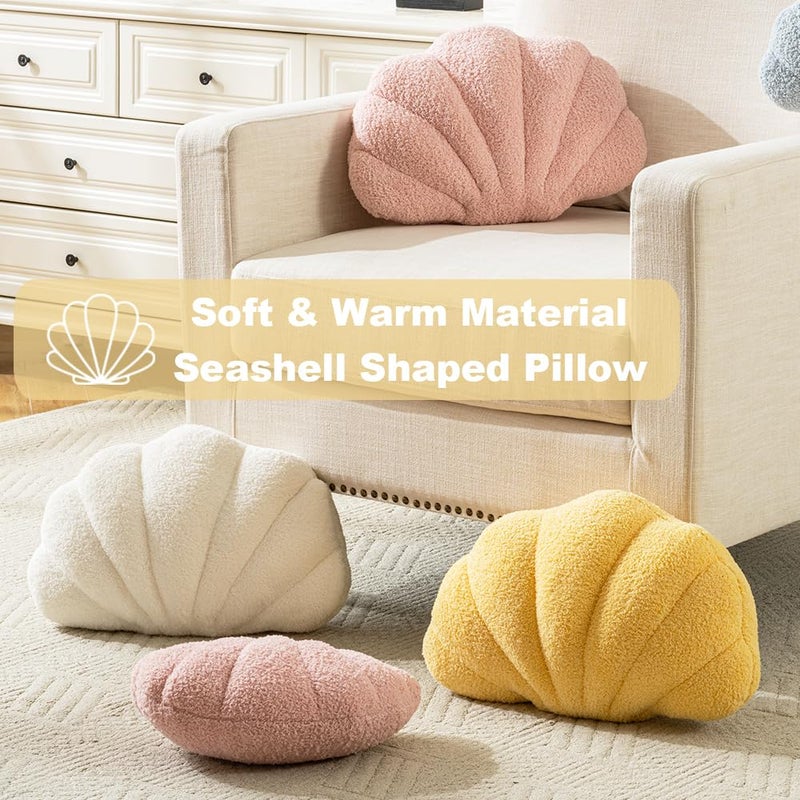XIAIJIA Seashell Throw Pillows Shell Shaped Pillow White Sea Shell Pillows for Bed Seashell Decorative Pillow Soft Plush Pillow Sea Couch Decoration(13 X 10 inch) - Image 4