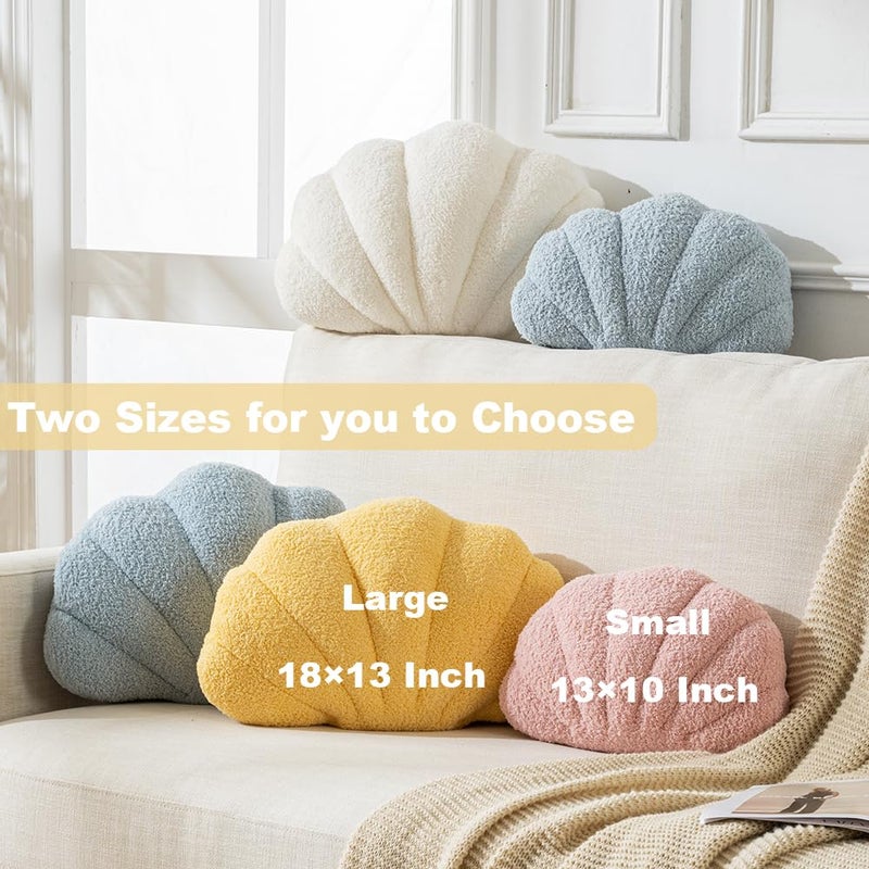 XIAIJIA Seashell Throw Pillows Shell Shaped Pillow White Sea Shell Pillows for Bed Seashell Decorative Pillow Soft Plush Pillow Sea Couch Decoration(13 X 10 inch) - Image 3
