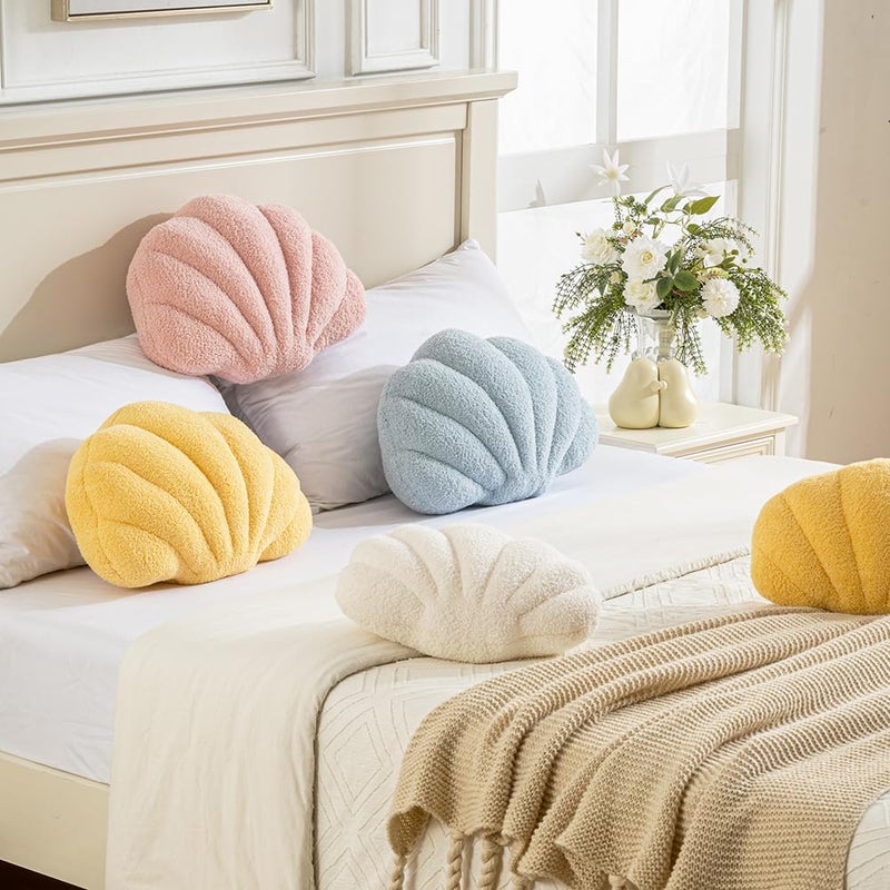 XIAIJIA Seashell Throw Pillows Shell Shaped Pillow White Sea Shell Pillows for Bed Seashell Decorative Pillow Soft Plush Pillow Sea Couch Decoration(13 X 10 inch) - Image 5