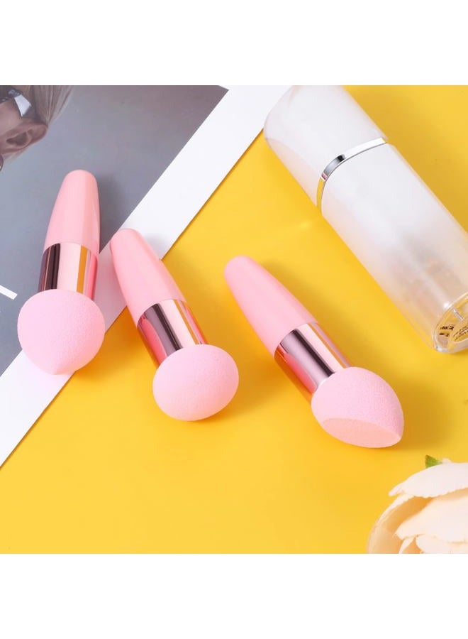 Sibba 3 قطع إسفنجات مكياج فاونديشن بلندر جمالية خلط رطب وجاف أداة تطبيق مكياج تجميلية خافي عيوب فرشاة وجه بيضوية تغطي العيون عصي بودرة بف مع مقبض - Image 3