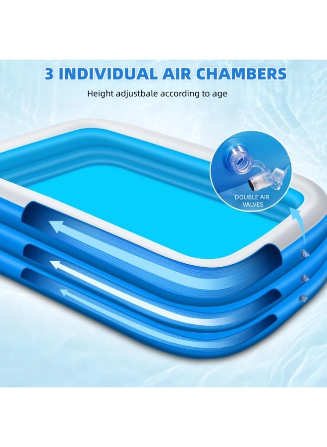 ALIVINGHOME Inflatable Swimming Pool with  Air Pump for Kids and Adults ,210x138x55cm Oversized  Thickened PVC Rectangular Family Swimming Pool for  Outdoor, Garden, Backyard, Summer Water Party - Image 4