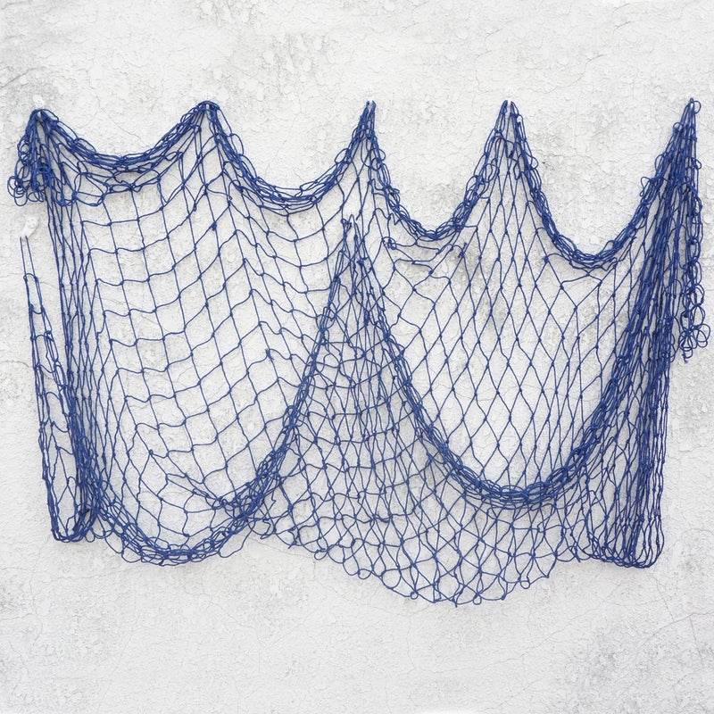 Bilipala Decorative Fish Netting, Fishing Net Decor, Ocean Pirate Beach Theme Party Decorations, Mediterranean Decor, Blue - Image 1