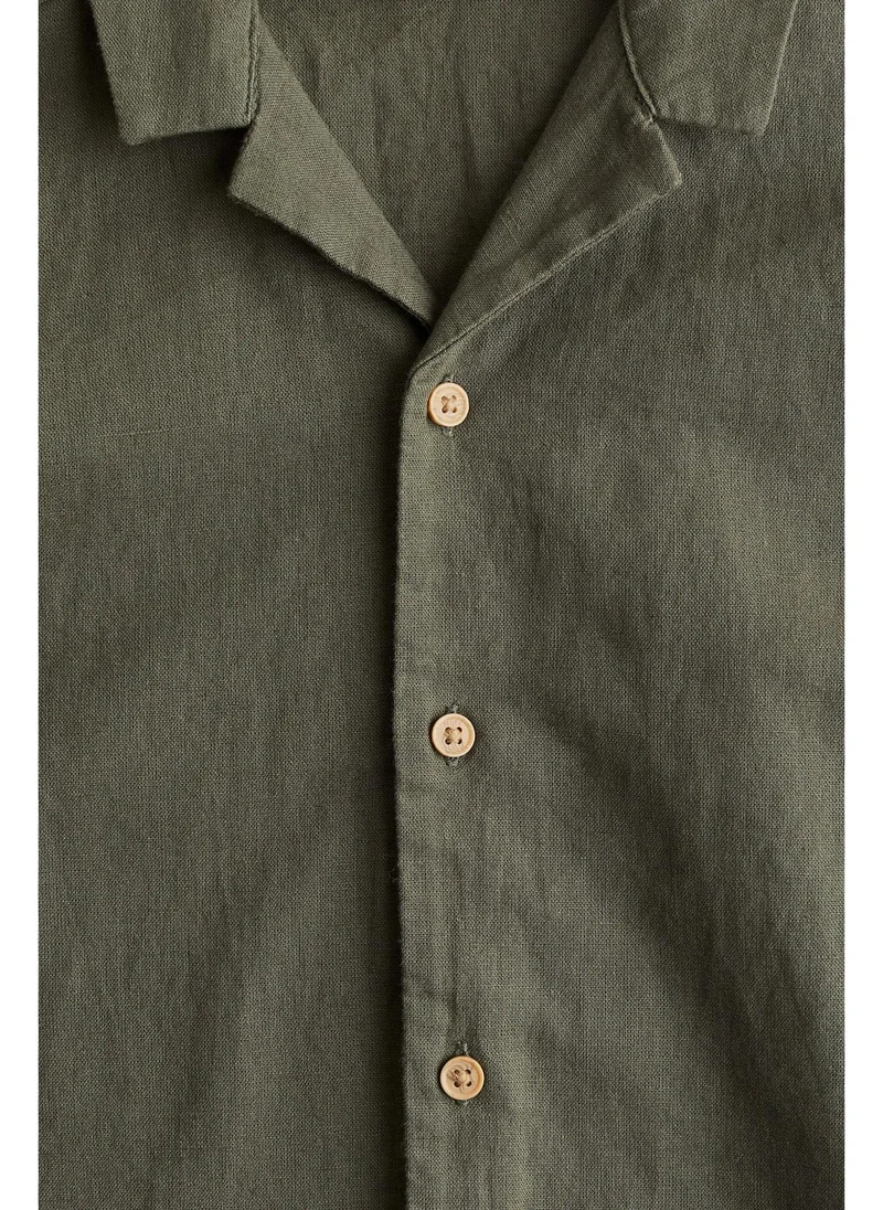 اتش اند ام Linen-blend resort shirt