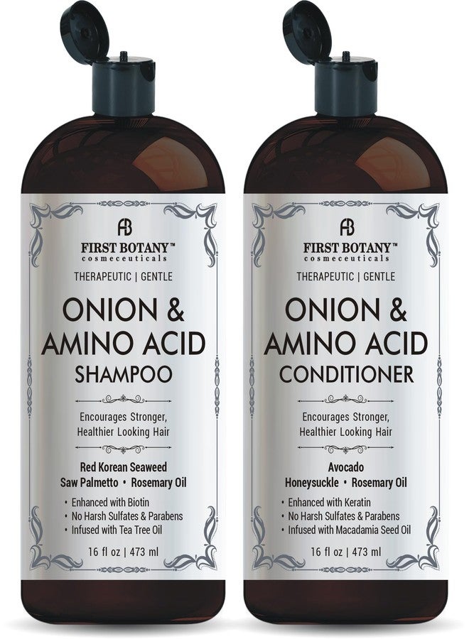 First Botany Onion & Amino Acid Shampoo and Conditioner Set - Hair Growth & Strengthening Formula with Biotin, Keratin & Argan Oil - Sulfate-Free, Made in USA - 16 fl oz x 2 - Image 1