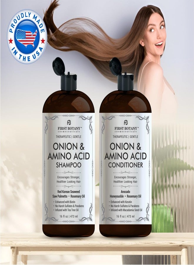First Botany Onion & Amino Acid Shampoo and Conditioner Set - Hair Growth & Strengthening Formula with Biotin, Keratin & Argan Oil - Sulfate-Free, Made in USA - 16 fl oz x 2 - Image 3