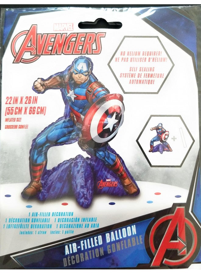 Amscan زينة حفلة عيد ميلاد كابتن أمريكا من أفنجرز 26" بالون ميراير متعدد البالونات - Image 2