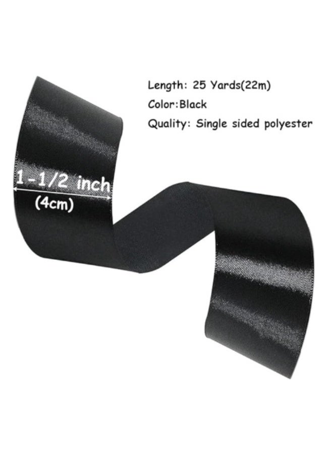 Winner Black Ribbon 1-1/2 Inch, 25 Yards Solid Satin Fabric Ribbons for Gift Wrapping, Christmas Garland, Christmas Tree Ornaments, Bows Making, DIY Crafts, Sewing Projects and Wedding Party - Image 2
