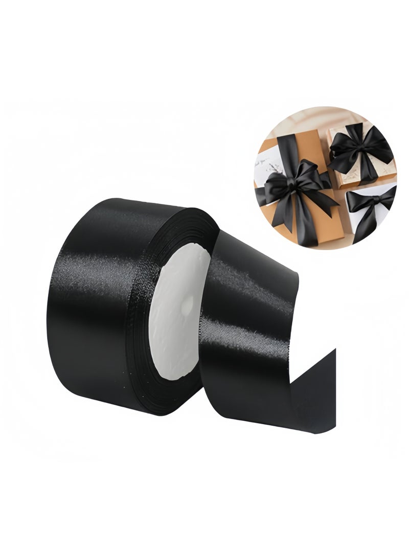Winner Black Ribbon 1-1/2 Inch, 25 Yards Solid Satin Fabric Ribbons for Gift Wrapping, Christmas Garland, Christmas Tree Ornaments, Bows Making, DIY Crafts, Sewing Projects and Wedding Party - Image 1