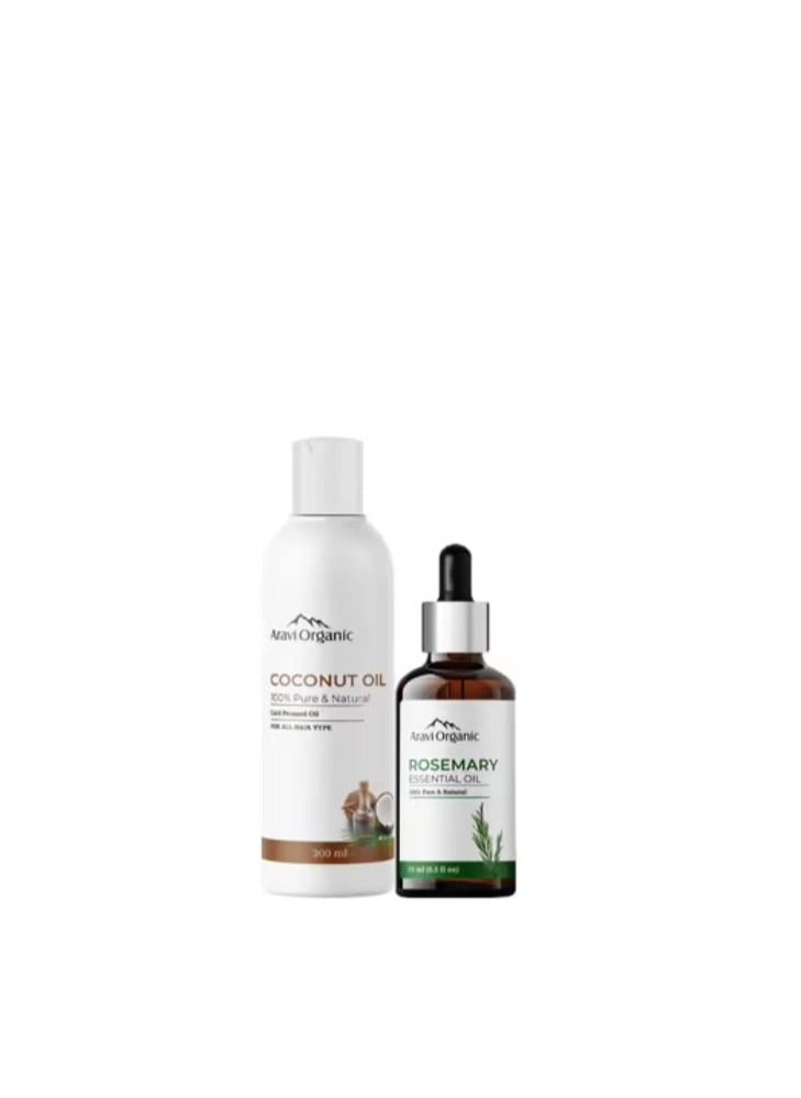 Aravi Organic Aravi Organic Pure Rosemary Essential Oil 15ML And Virgin Pure Coconut Oil Hair Growth 200ML 