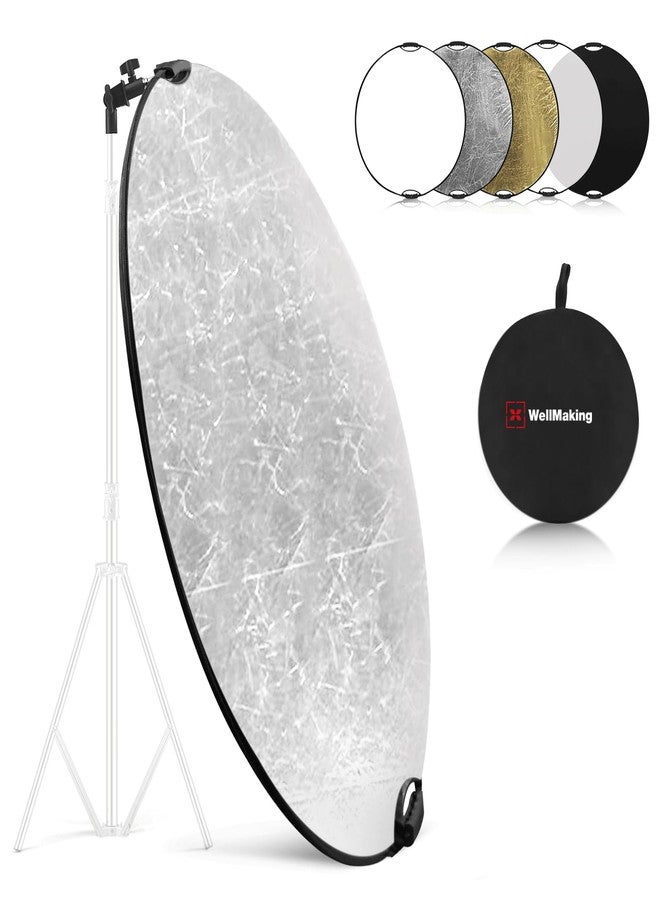 WELLMAKING 80cm Photography Reflector, Foldable Light Reflector with Bag and Tilt Adapter, 5 in 1 Handle Reflector for Studio and Outdoor Lighting, - Image 1