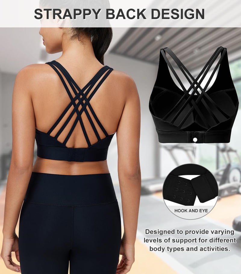 BYAWAY High Impact Sports Bra for Women High Support Molded Cups Strappy Womenâ€™s Sports Bra for Workout,Training and Running Black - Image 3
