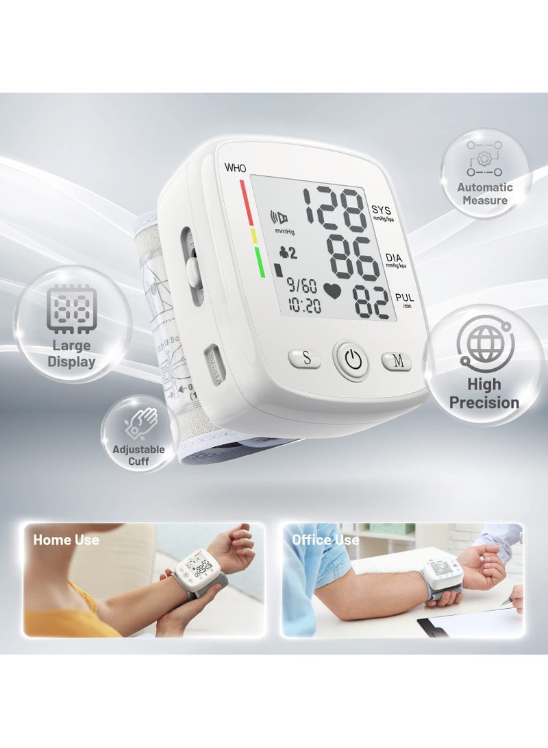 SYOSI Blood Pressure Monitor Wrist Rechargeable Automatic Wrist Blood Pressure Monitors for Home Use Bp Machine Cuff Digital Large Lcd Display with Carrying Case - Image 2