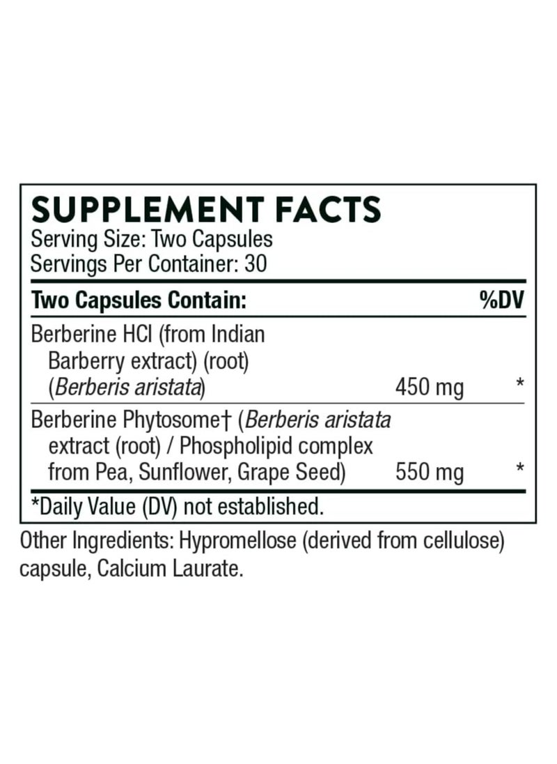 Thorne Berberine - Dual Action Formula with Phytosome Plus Botanical Extracts - 60 Capsules Dietary Supplement 60 Capsules  - Image 2