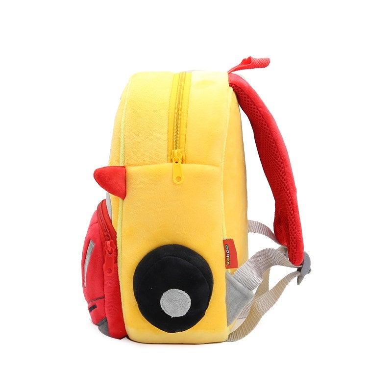 Plush Kids Backpack, Race Car Vehicle Design, Soft Lightweight School Bag for Toddlers and Preschool Kids - Image 3