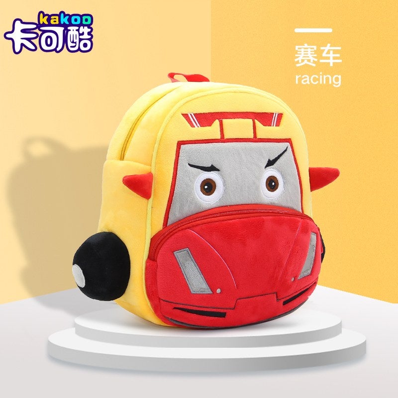 Plush Kids Backpack, Race Car Vehicle Design, Soft Lightweight School Bag for Toddlers and Preschool Kids - Image 5
