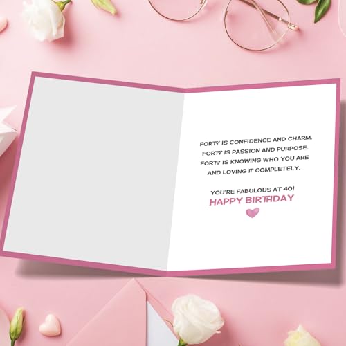 OJsensai Happy 40th Birthday Card & Gifts for Women, 40 Year Old Bday Gifts Ideas for Wife, Happy 40th Birthday Decorations - Image 2
