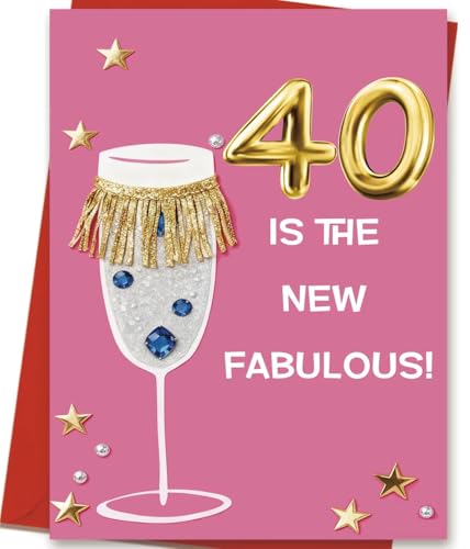 OJsensai Happy 40th Birthday Card & Gifts for Women, 40 Year Old Bday Gifts Ideas for Wife, Happy 40th Birthday Decorations - Image 1