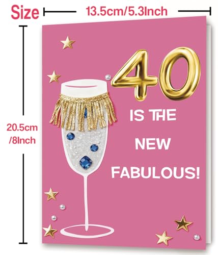 OJsensai Happy 40th Birthday Card & Gifts for Women, 40 Year Old Bday Gifts Ideas for Wife, Happy 40th Birthday Decorations - Image 3